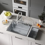 Кухонная мойка Roxen Simple 560220-65 (Сатин) с коландером и дозатором- фото4