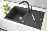 Гранитная кухонная мойка ZorG GZR-7850 EXORO черный металлик- фото3